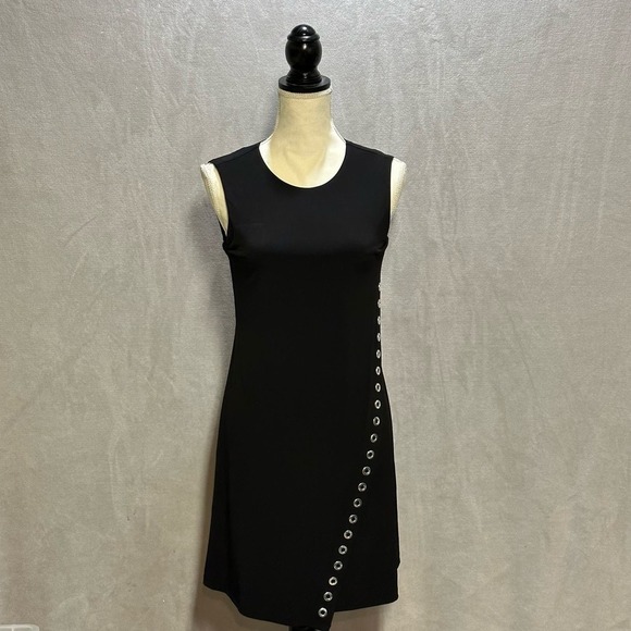 Calvin Klein | Asymmetric Grommet Detail Dress | Black | Size: 2 - Picture 1 of 9